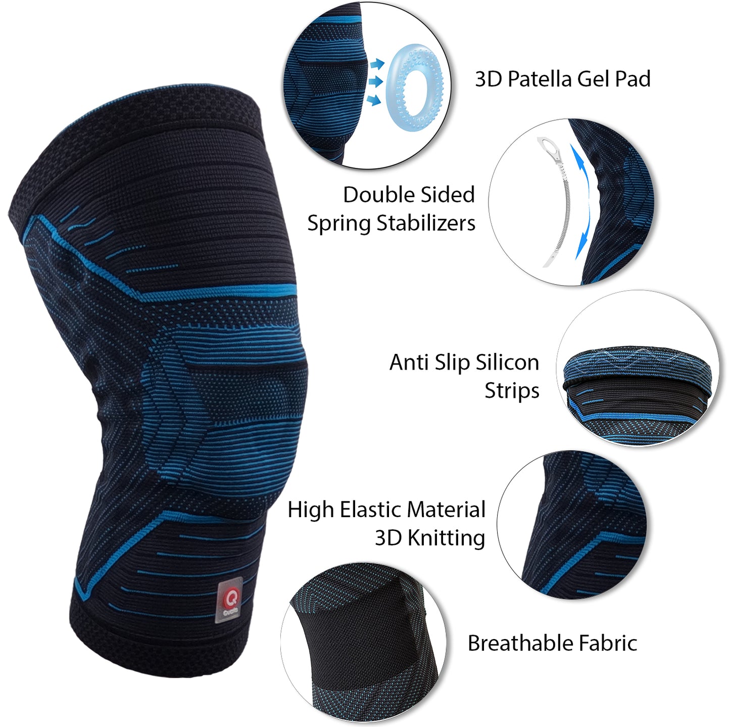 QUARKS Rodillera y Bandas  | Alivio de Dolor de Rodilla para Hombres y Mujeres | Rodillera de Compresión con Estabilizadores Laterales | Para Deportes, Corredores, Rotura de Meniscos, LCA, LCP, Artritis y Bandas de Resistencia Fit Simplify.
