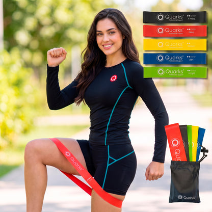 QUARKS Knee Brace and Resistance Bands - Knee Pain Men & Women, Compression Knee Sleeve for Knee Pain Relief Set, Knee Support with Side Stabilizers, Knee Protector for Sports, Runner, Meniscus Tear, ACL,PCL,Arthritis and Fit Simplify Resistance Loop