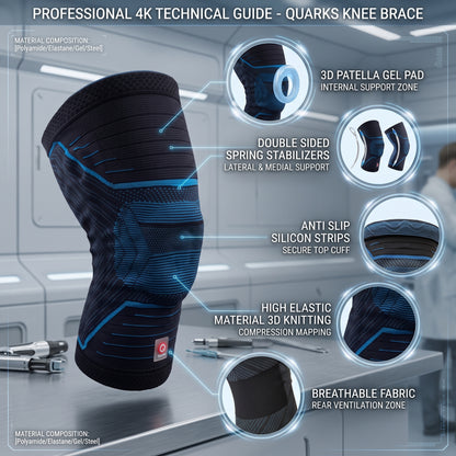 QUARKS Knee Brace and Resistance Bands - Knee Pain Men & Women, Compression Knee Sleeve for Knee Pain Relief Set, Knee Support with Side Stabilizers, Knee Protector for Sports, Runner, Meniscus Tear, ACL,PCL,Arthritis and Fit Simplify Resistance Loop