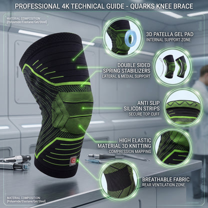 QUARKS Knee Brace and Resistance Bands - Knee Pain Men & Women, Compression Knee Sleeve for Knee Pain Relief Set, Knee Support with Side Stabilizers, Knee Protector for Sports, Runner, Meniscus Tear, ACL,PCL,Arthritis and Fit Simplify Resistance Loop