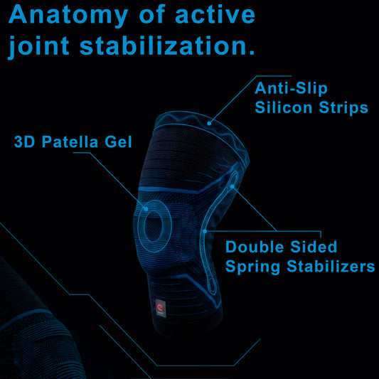 QUARKS Knee Brace and Resistance Bands - Knee Pain Men & Women, Compression Knee Sleeve for Knee Pain Relief Set, Knee Support with Side Stabilizers, Knee Protector for Sports, Runner, Meniscus Tear, ACL,PCL,Arthritis and Fit Simplify Resistance Loop